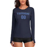 Custom Navy Sky Blue Women's Long-Sleeve Shirt