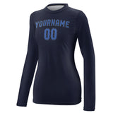 Custom Navy Sky Blue Women's Long-Sleeve Shirt