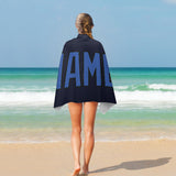 Custom Navy Sky Blue Beach Towel