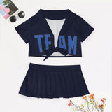 Custom Navy Sky Blue Cheerleading Uniform Set