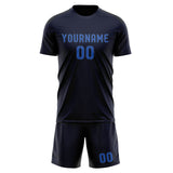 Custom Navy Sky Blue Soccer Jersey