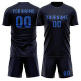 Custom Navy Sky Blue Soccer Jersey