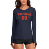 Custom Navy Orange Red Women's Long-Sleeve Shirt