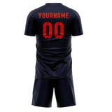 Custom Navy Orange Red Soccer Jersey