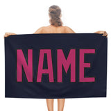 Custom Navy Pink Beach Towel