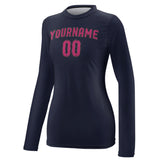 Custom Navy Pink Women's Long-Sleeve Shirt