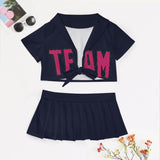 Custom Navy Pink Cheerleading Uniform Set