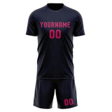 Custom Navy Pink Soccer Jersey
