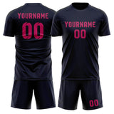Custom Navy Pink Soccer Jersey