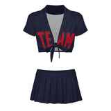 Custom Navy Red Cheerleading Uniform Set
