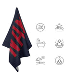 Custom Navy Red Beach Towel
