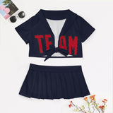 Custom Navy Red Cheerleading Uniform Set