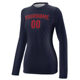 Custom Navy Red Women's Long-Sleeve Shirt