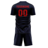 Custom Navy Red Soccer Jersey