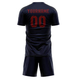 Custom Navy Crimson Red Soccer Jersey