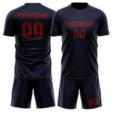 Custom Navy Crimson Red Soccer Jersey