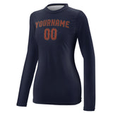 Custom Navy Coral Red Women's Long-Sleeve Shirt