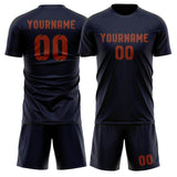 Custom Navy Coral Red Soccer Jersey