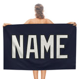 Custom Navy White Beach Towel