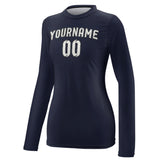 Custom Navy White Women's Long-Sleeve Shirt