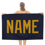 Custom Navy Yellow Beach Towel