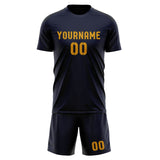 Custom Navy Yellow Soccer Jersey
