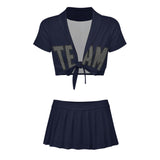 Custom Navy Dark Grey Cheerleading Uniform Set