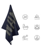 Custom Navy Dark Grey Beach Towel