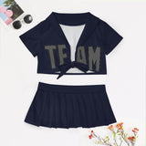 Custom Navy Dark Grey Cheerleading Uniform Set