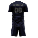 Custom Navy Dark Grey Soccer Jersey