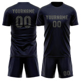 Custom Navy Dark Grey Soccer Jersey