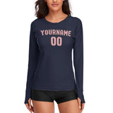 Custom Navy Light Pink Women's Long-Sleeve Shirt