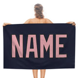 Custom Navy Light Pink Beach Towel