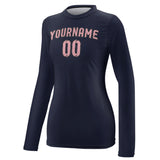 Custom Navy Light Pink Women's Long-Sleeve Shirt