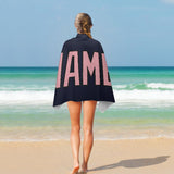Custom Navy Light Pink Beach Towel