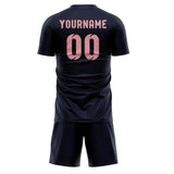 Custom Navy Light Pink Soccer Jersey