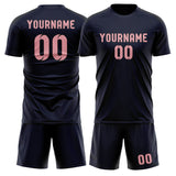 Custom Navy Light Pink Soccer Jersey