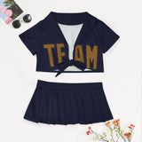 Custom Navy Khaki Cheerleading Uniform Set