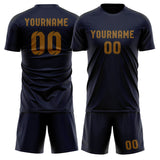 Custom Navy Khaki Soccer Jersey