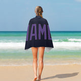Custom Navy Light Purple Beach Towel