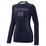 Custom Navy Light Purple Women's Long-Sleeve Shirt