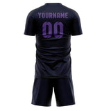 Custom Navy Light Purple Soccer Jersey