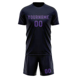 Custom Navy Light Purple Soccer Jersey