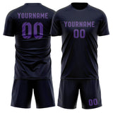 Custom Navy Light Purple Soccer Jersey