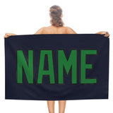 Custom Navy Emerald Green Beach Towel