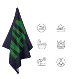 Custom Navy Emerald Green Beach Towel