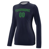 Custom Navy Emerald Green Women's Long-Sleeve Shirt