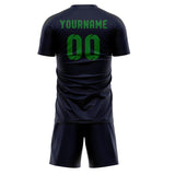 Custom Navy Emerald Green Soccer Jersey
