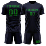 Custom Navy Emerald Green Soccer Jersey