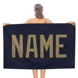 Custom Navy Light Khaki Beach Towel